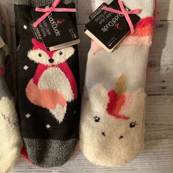 CUDDL DUDS 3 Sets of 2 Packs 6 Pairs Girls Slipper Socks - Picture 3 of 4